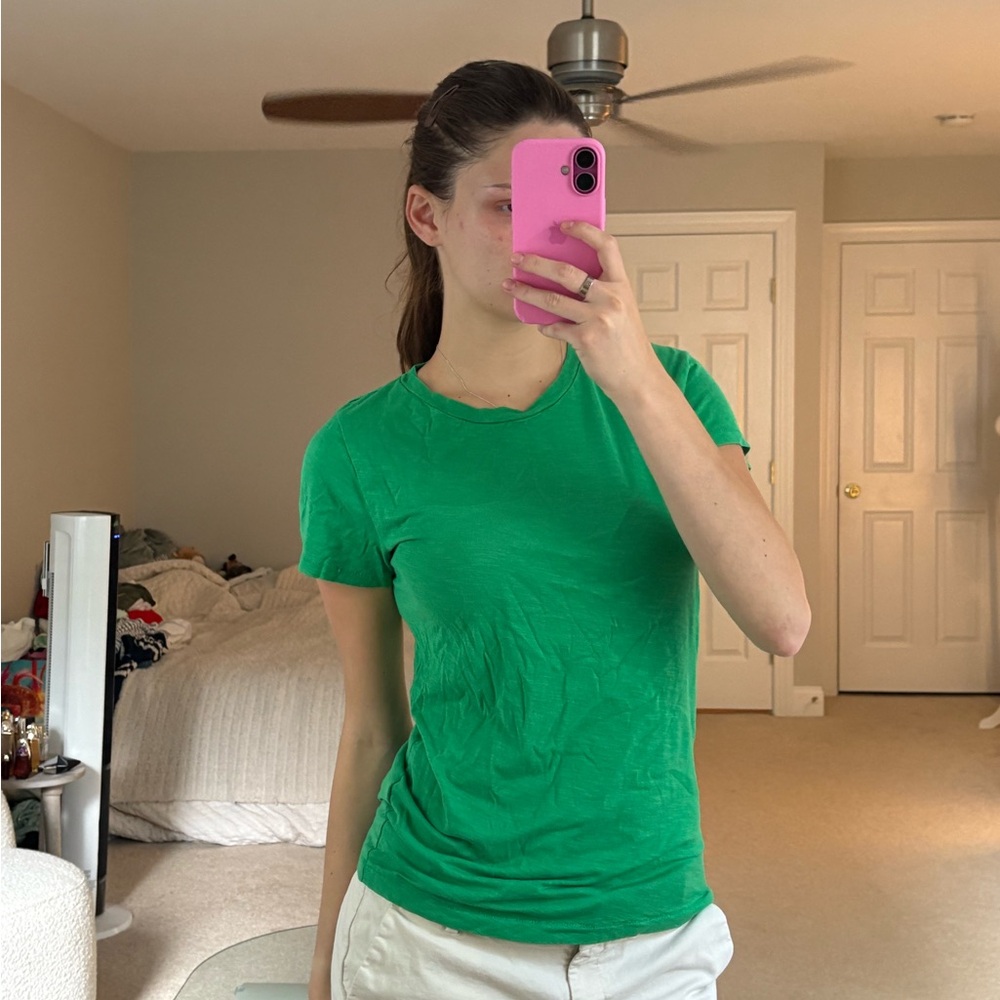 J. Crew Bright Green slub cotton tee Short Sleeve Tee